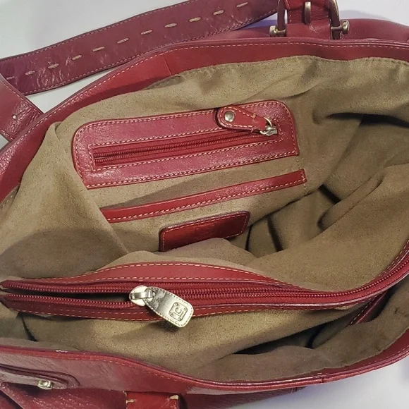 LIZ CLAIBORNE Vintage Liz Claiborne Genuine Red Leather Shoulder Bag 1980's EUC - Picture 12 of 14